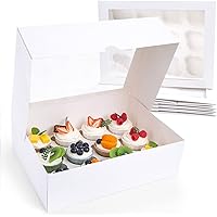 VGOODALL 6PCS White Cupcake Boxes, Cupcake Container 12 Count with Window Bakery Boxes Holding 72 Cupcakes Pastry Box for Bir