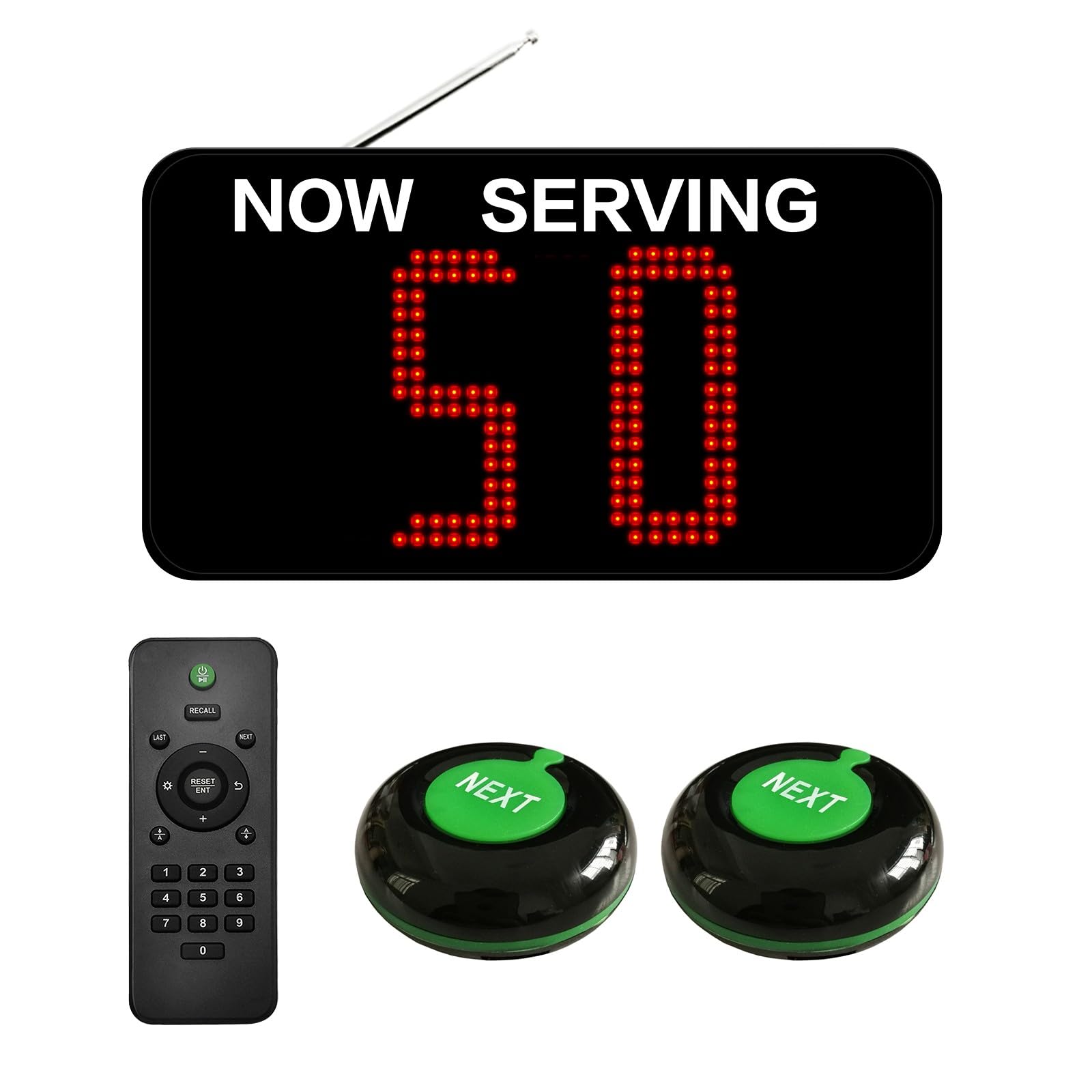 CYSSJF Queue Management System| 2 Digit Queuing Number Calling System Cafe Bar Clinic Restaurant Pager Buzzer System | Press Button Number Show Next |1 Number Display+2 Call Buttons (English Voice)