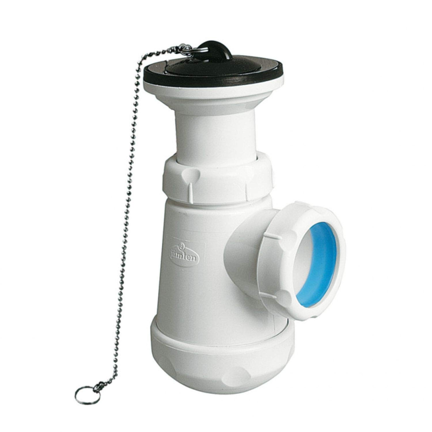 jimtem 004036 - Sifon Short extendable Bottle, Horizontal Outlet, washbasin-Bidet Valve, S-84 1,1/4x63, White, Standard