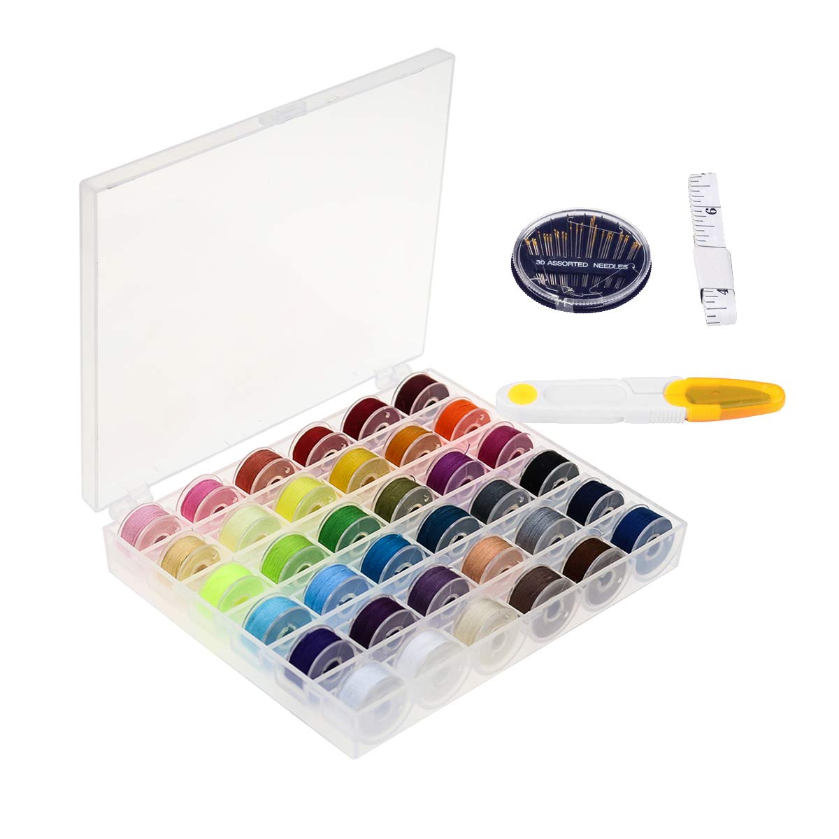 ISOTO 36Pcs Bobbins and Sewing Threads for Brother/Babylock/Janome/Quantum Futura/Singer/Juki Kenmore Sewing Machine Home Family Use