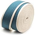 CRAFTMEMORE 1 1/2 Inches Cotton Webbing Strap, Two Tone Heavy Webbing Straps for Arts and Crafts, Luxury Bag Strap (5 Yards, Ocean-Ivory)