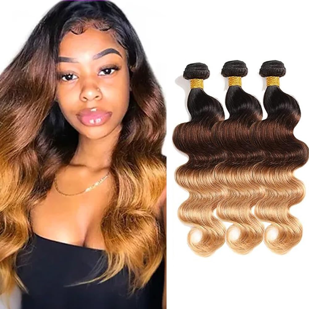 Photo 1 of 1b427 Bundles Human Hair Honey Blonde Body Wave Bundle Ombre Human Hair Bundle Brazilian Virgin Hair 3 Bundles 22 24 26 Inch