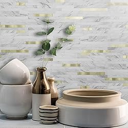 AULIGET 20 Sheets White Marble Look Mixed Metal