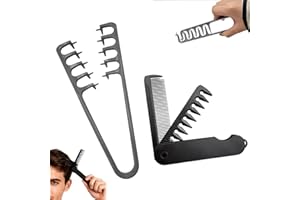 TREAYES Texture Comb, Voluminous Wide Toothed Hair Comb,Travel Folding Design, Wide & Fine-Toothed Dual-Purpose SetBangs Seam Grooming Accessory for Women Men, ABS plastic with textured grip(1 SET)