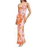 EIFFELT Women's Spaghetti Strap Maxi Dress Floral Print Bodycon Long Dress Summer Beach Vacation Wedding Guest Outfits