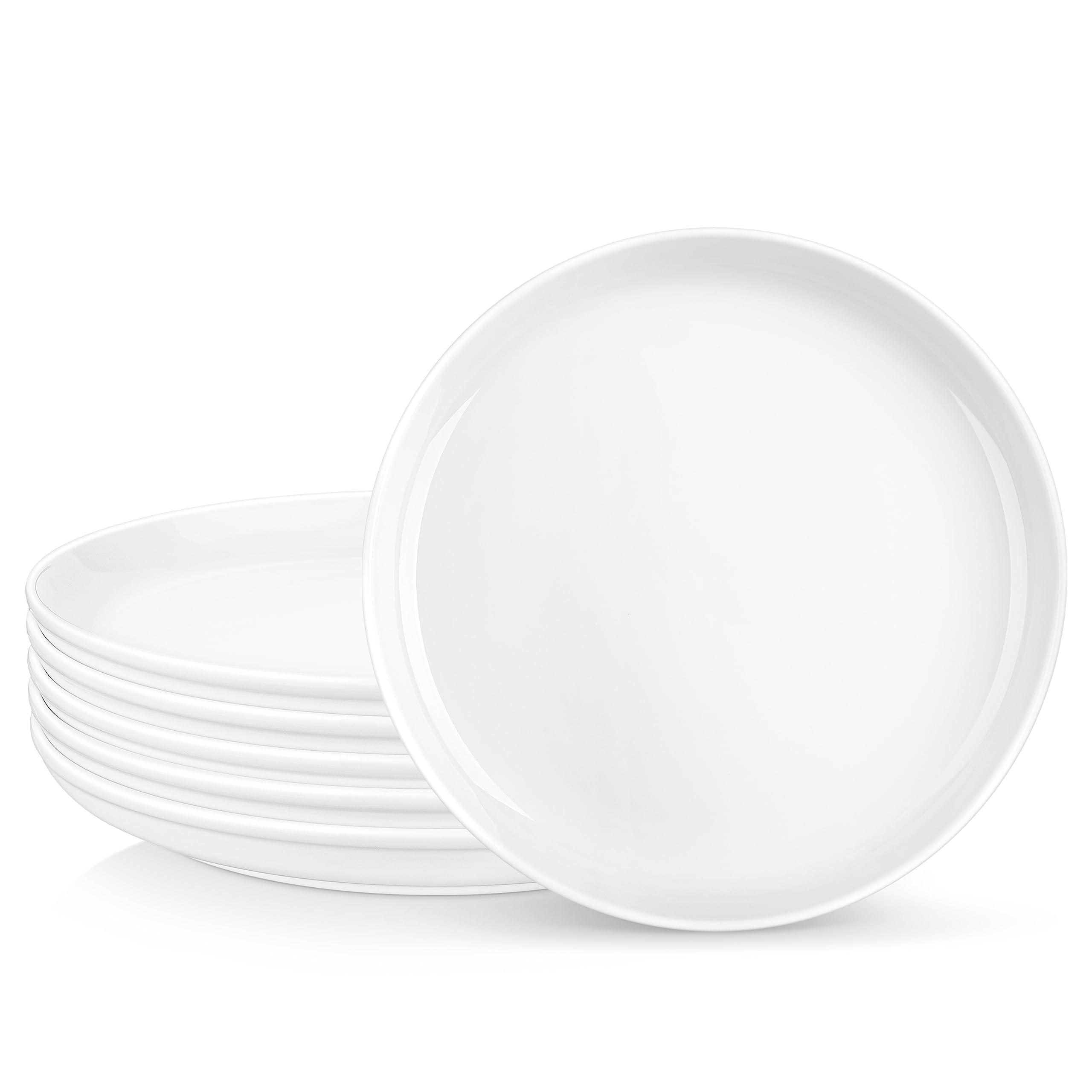 MALACASA Series REG White Dinner Plates for 6 People, 8.5'' Porcelain Plates, Set for Appetizer, Pasta, Soup, Fruit, Microwave & Dishwasher Safe