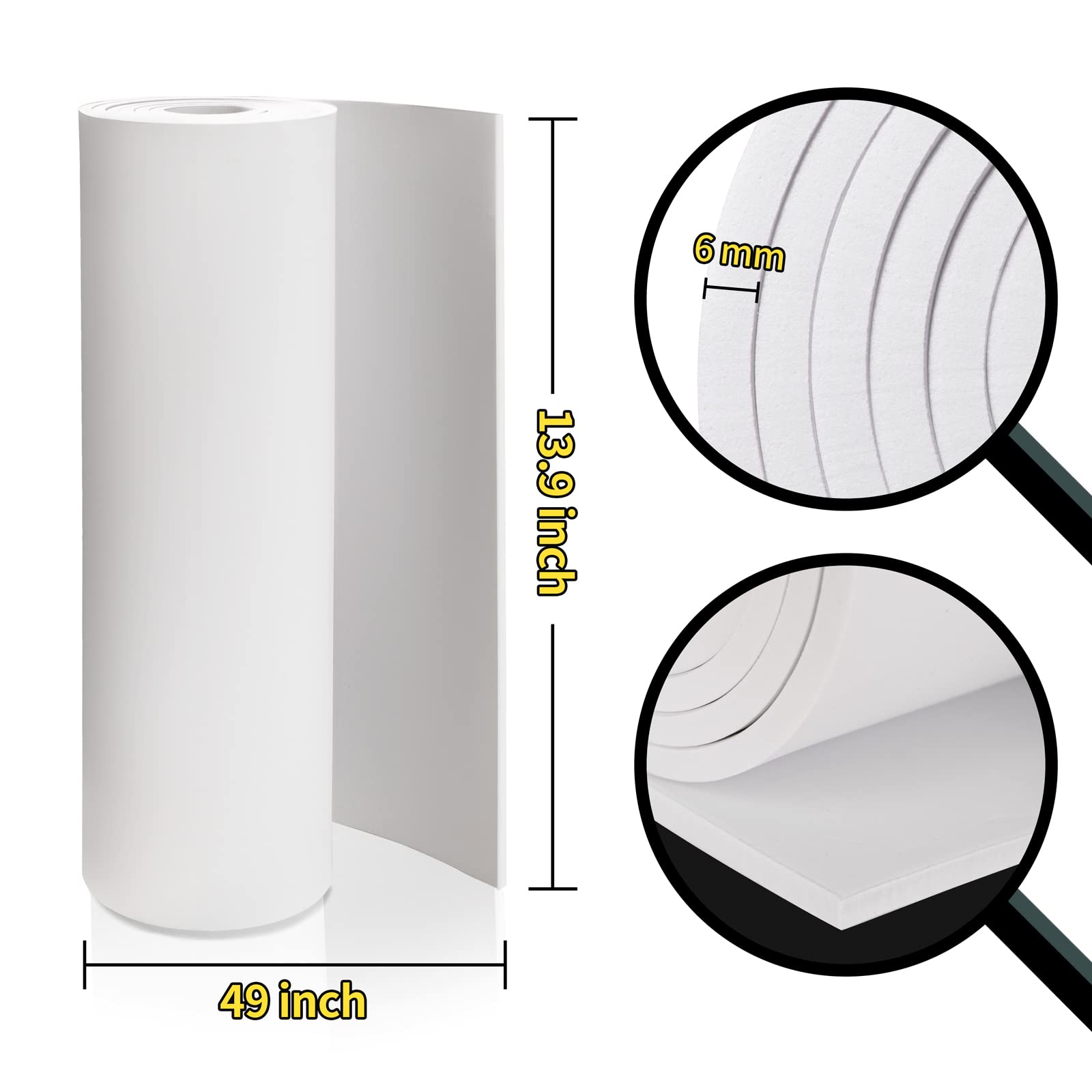 White Eva Foam Sheet roll,Premium eva Foam 6mm Thick,49