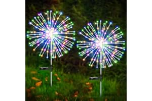 EJFOIEJ Solar Garden Lights Outdoor,Waterproof Garden,2 Pack 200 LED Twinkling Firework Lights Decorative with 8 Modes,Decor for Yard Patio Pathway Lawn for Yard Outside Fairy Decorative (Colorama-2Pack)