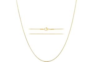 KISPER 24k Gold Snake Chain Necklace – Thin, Dainty, Gold Plated Stainless Steel Jewelry for Women & Men with Lobster Clasp