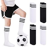 VEKDA 4 Pairs Kids Soccer Socks Toddler Boys Girls Athletic Youth Baseball Socks Knee High Seamless Toe