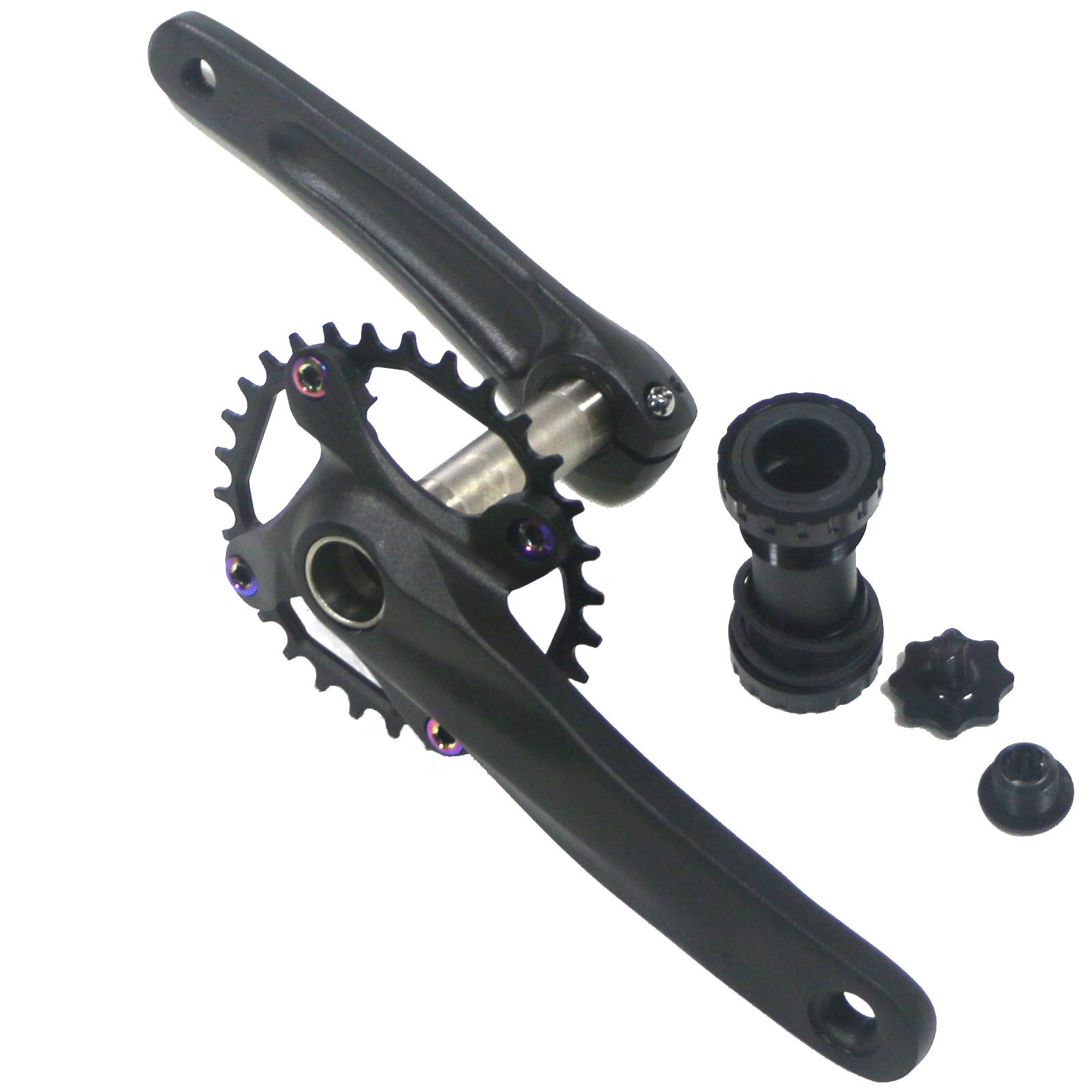 Photo 1 of GANOPPER 30T MTB Crankset 1X Mountain Bike Crank Arm Set 170mm with 68mm 73mm BSA Bottom Bracket for MTB BMX Road Bicycle