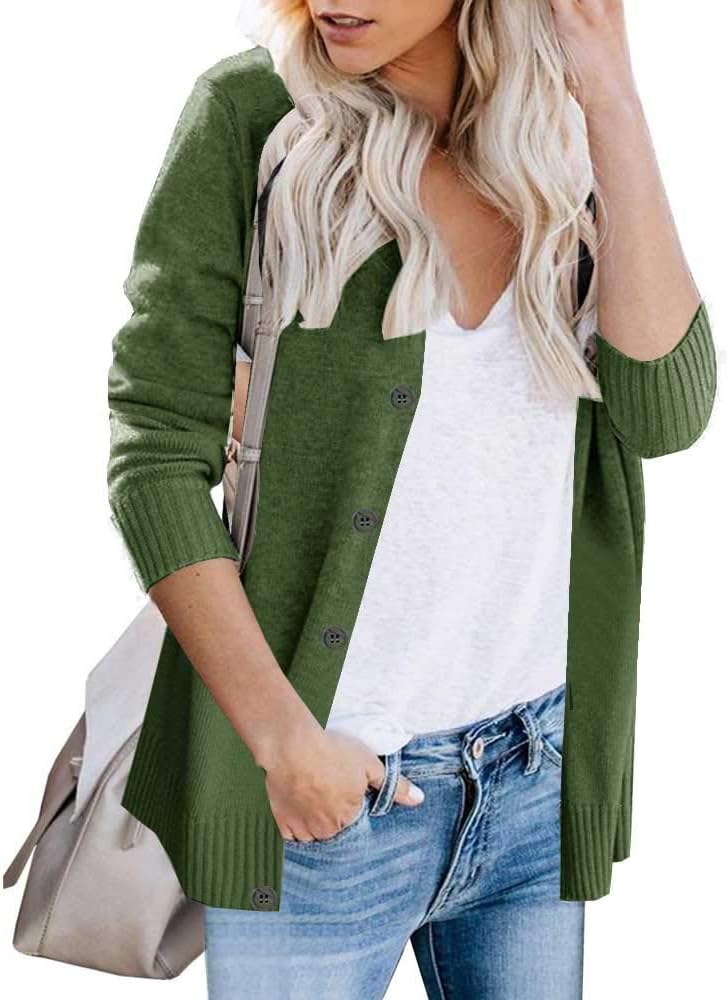 ETCYY Women's Long Sleeve Color Block Front Button Casual Knitted Outerwear Leopard Print Cardigan Sweaters