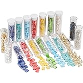 NBEADS 790 Pcs 3 Sizes 2-Hole Beads Set, 10 Colors 2-Hole Glass Seed Beads Spacer with 300Pcs Round Seed 5x5mm/5x2mm/5×1mm Mini Japanese Glass for Bracelet Necklace Earring Jewelry Making