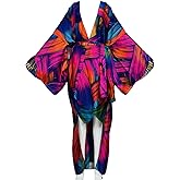 Summer Creative Silk Feeling Beach Cover up Women Cardigan Fashion Sexy Boho African Holiday Party Sleeve Robe Kimono Kaftan