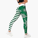 Women's Christmas Leggings Printed High Waisted Tights Trendy Workout Yoga Pants S-XL