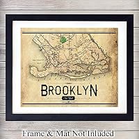Vintage Brooklyn New York City Wall Art Print - Ready to Frame Photo (8X10) - Perfect Gift for NYC Map Fans and Great for Home Decor