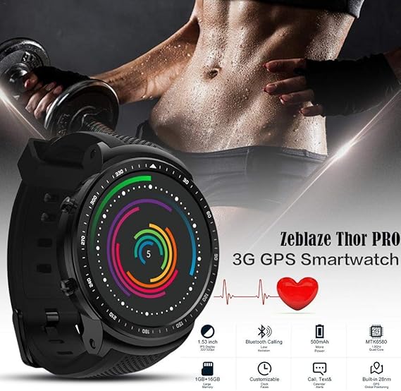 Eulan Zeblaze Thor Pro 3G GPS Bluetooth Smartwatch, Touch Screen ...