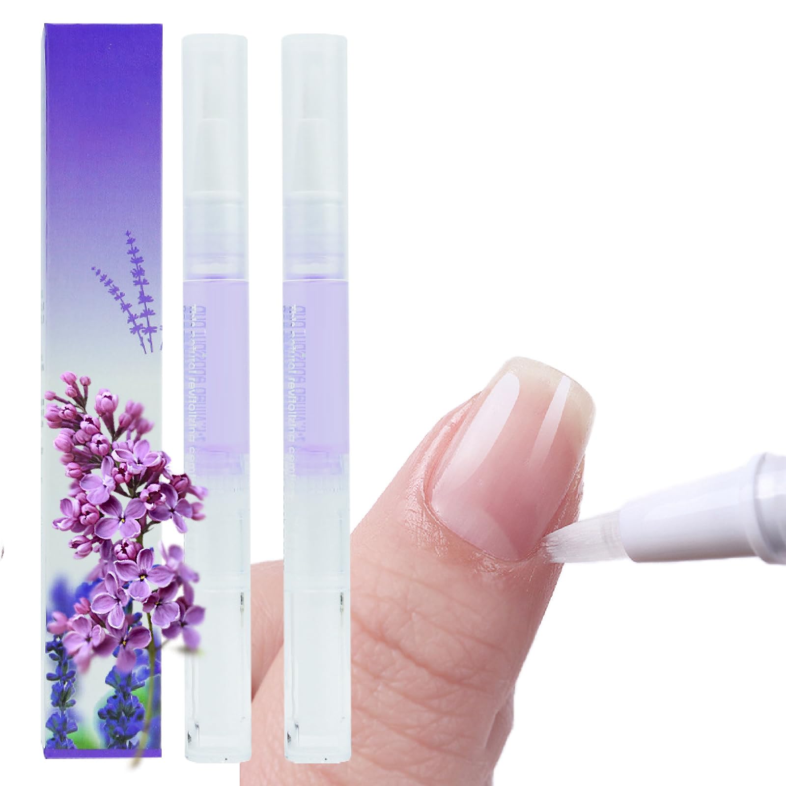 Cuticle Oil Pen for Nail Care, 2PCS Cuticle Oil for Nails, Moisture and Soften Dry Cuticles, Nail Oil Pen for Preventing Cracking and Drying of Nails, Manicure Pedicure for Woman (Lavender)