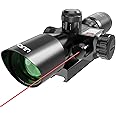 UUQ 2.5-10x40 Rifle Scope with Red/Green Illuminated Mil-dot with Red/Green Laser Combo-Green Lens Color,Tactical Scope for Gun Air Hunting,Free 20/11mm Mounts