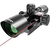 UUQ 2.5-10x40 Rifle Scope with Red/Green Illuminated Mil-dot with Red/Green Laser Combo-Green Lens Color,Tactical Scope for G