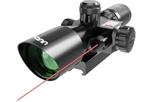 UUQ 2.5-10x40 Rifle Scope with Red/Green Illuminated Mil-dot with Red/Green Laser Combo-Green Lens Color,Tactical Scope for Gun Air Hunting,Free 20/11mm Mounts