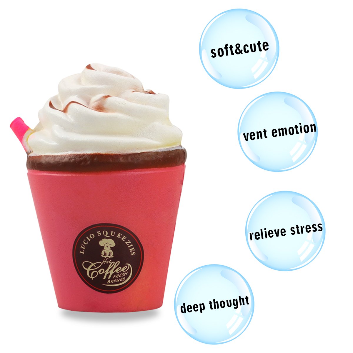 TOPofly Squishy Slow Rising Squeeze Toys Cream Scented Soft Toys Straw Cup Stress Reliever for Kids and Adults (pink)