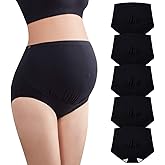 Mama Cotton Women's Over The Bump Maternity Panties High Waist Full Coverage Pregnancy Underwear Multi-Pack (S-4XL)