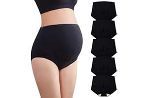 Mama Cotton Women's Over The Bump Maternity Panties High Waist Full Coverage Pregnancy Underwear Multi-Pack (S-4XL)