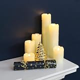Festive Lights Cream Real Wax Pillar Candles 6 LED Dripping Tealight Set view 4