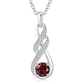 LOCIBLO Birthstone Necklaces for Women 925 Sterling Silver Infinity Pendant Created Gemstone Jewelry for Her, 16"+2"