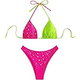 Verdusa Women's Colorblock Halter Swimwear Bikini Sets Two Piece Bathing Suit