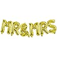 TONIFUL Mr&Mrs Letter Balloons - 16inch Gold Wedding Foil Balloons for Bachelorette Party Anniversary Couple Sweetheart Party