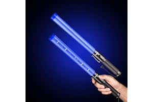 HiGiant 2 Pack 16 Inches Traffic Wand, LED Traffic Control Baton, Blue Light Wands with Two Flashing Modes, Air Traffic Control Light with Side Clip for Parking Direct, Airport Safety