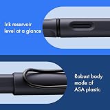 LAMY Safari Steel Black Fountain Pen with Ergonomic Grip M Nib & T 10 Blue view 3