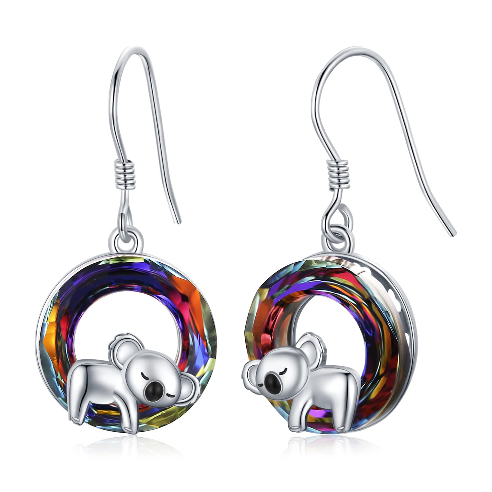Koala Earrings 925 Sterling Silver Animal Drop Earrings Crystal Koala Bear Earrings Jewellery Koala Gifts for Women Girls Girlfriend