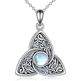 Sterling Silver Teardrop Moonstone/Peridot/Lapis Lazuli Pendant Celtic Knot/Witches Knot/Necklace
