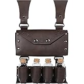 Medieval Alchemy Faux Leather Belt Bag with 4 Cork Portion Vials, Fantasy Wizard Fanny Pack, Viking Waist Bag Renaissance Side Pack for Ren Faire Accessories