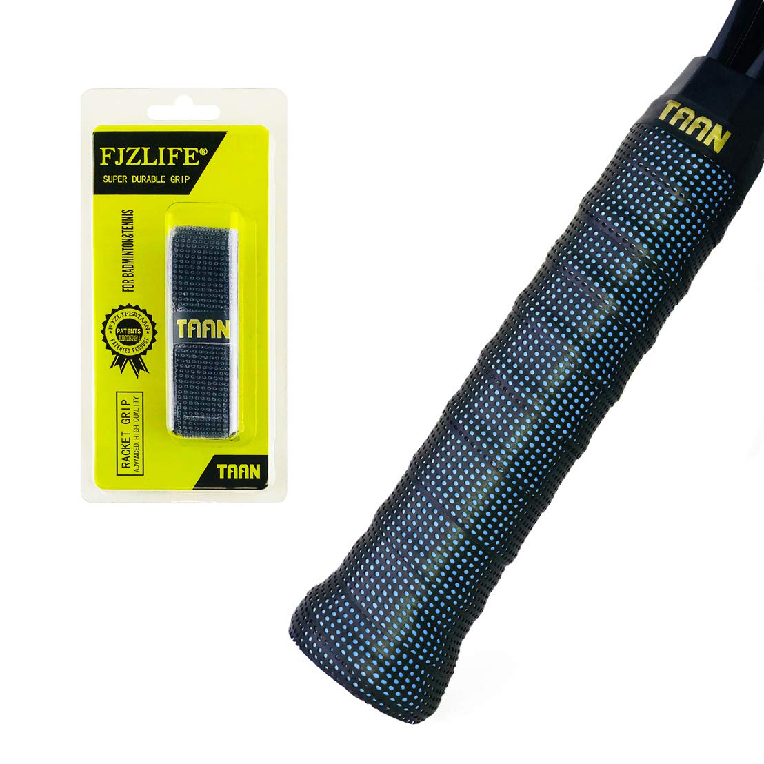 FJZLIFE Perforated Super Absorbent and Classic Racket Grip Ultra Cushion Replacement Grip for Tennis Overgrip Badminton Overgrip Squash Rackets Fishing Poles Racket Bike Bar and More