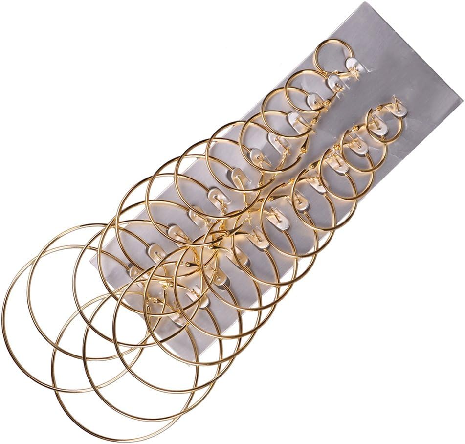 Hoop Earrings Set Circle Earrings Jewellery for Girls Ladies Women Assorted Size 12 Pairs
