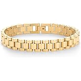 PAVOI 14K Gold Plated Waterproof Watch Strap Chain Bracelet for Women | Two Toned Mixed Metals Stainless Steel Chunky Link Bracelet