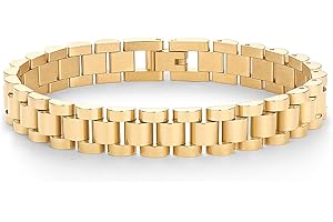 PAVOI 14K Gold Plated Waterproof Watch Strap Chain Bracelet for Women | Two Toned Mixed Metals Stainless Steel Chunky Link Bracelet