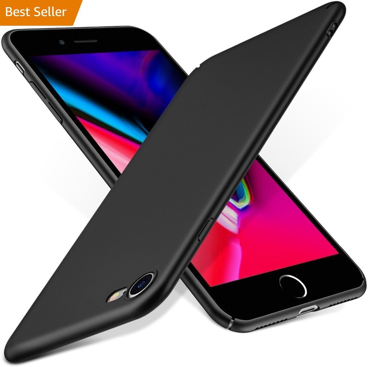 63% Off iPhone 8 Case, iPhone 7 Case, Aipoxo Slim Fit Shell Hard Ultra Thin Mobile Phone Cover Case with Non Slip Matte Surfac for Apple iPhone 8 (2017) / iPhone 7 (2016) - Black (Black (2T) (2v)