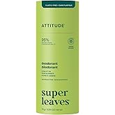 ATTITUDE Plastic-Free Natural Deodorant, Aluminum-Free, Baking Soda Formula, EWG Verified, Vegan, Long-Lasting Odor Protection, 2.64 Oz