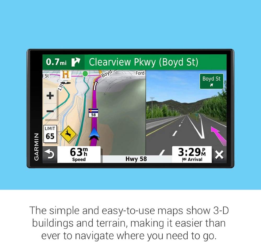 Garmin DriveSmart 65, Built-In Voice-Controlled GPS Navigator with 6.95” High-Res Display