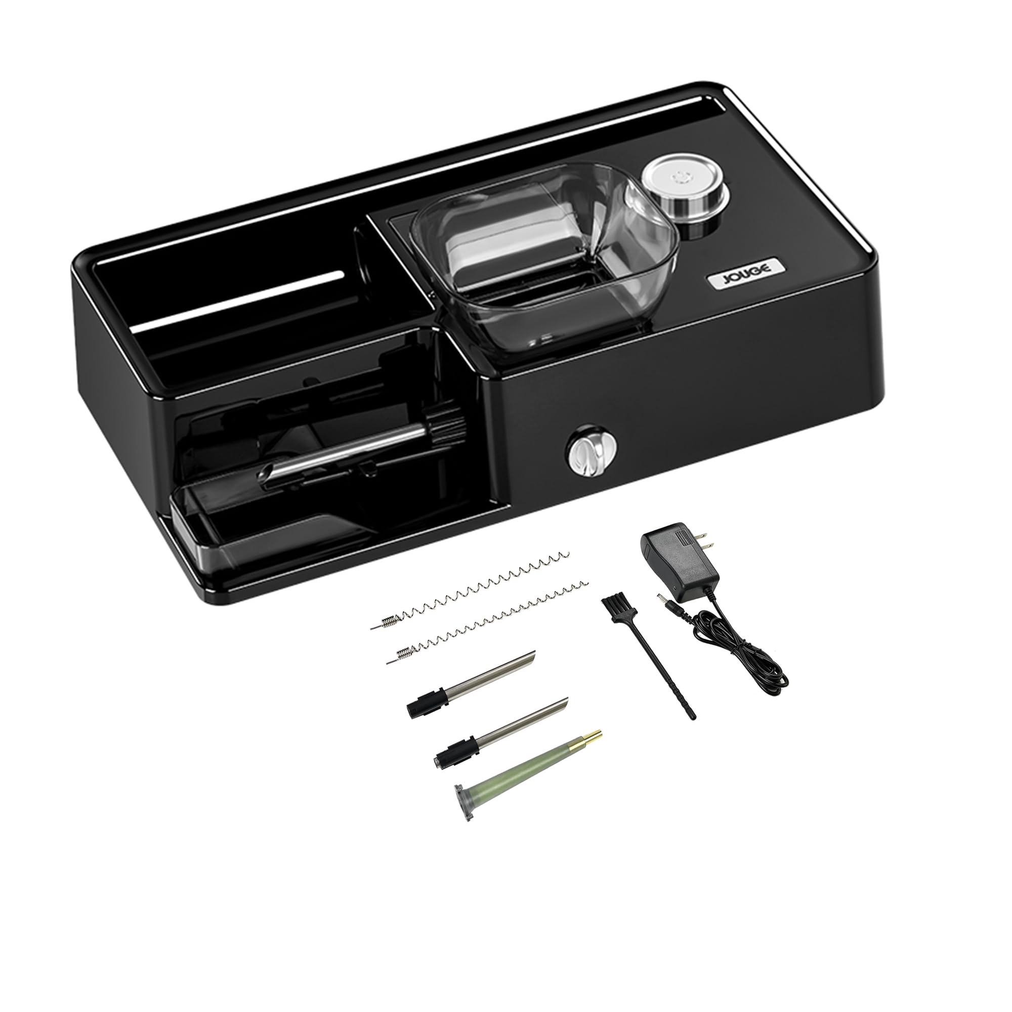 Photo 1 of 3 in 1 Electric Cigarette Rolling Machine Cone Rolling Automatic Machine Portable Household Auto Cigarette Injector Machine for King/Regular Slim 100s Size Cigarettes Pre Roll Cones (Black)