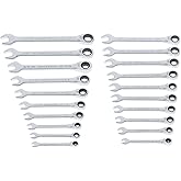 CRAFTSMAN Ratchet Wrenches Set, 20 Pc, 90 Tooth SAE/Metric Ratcheting Wrench Set with Case, 4 Degree Arc Swing (CMMT87220)