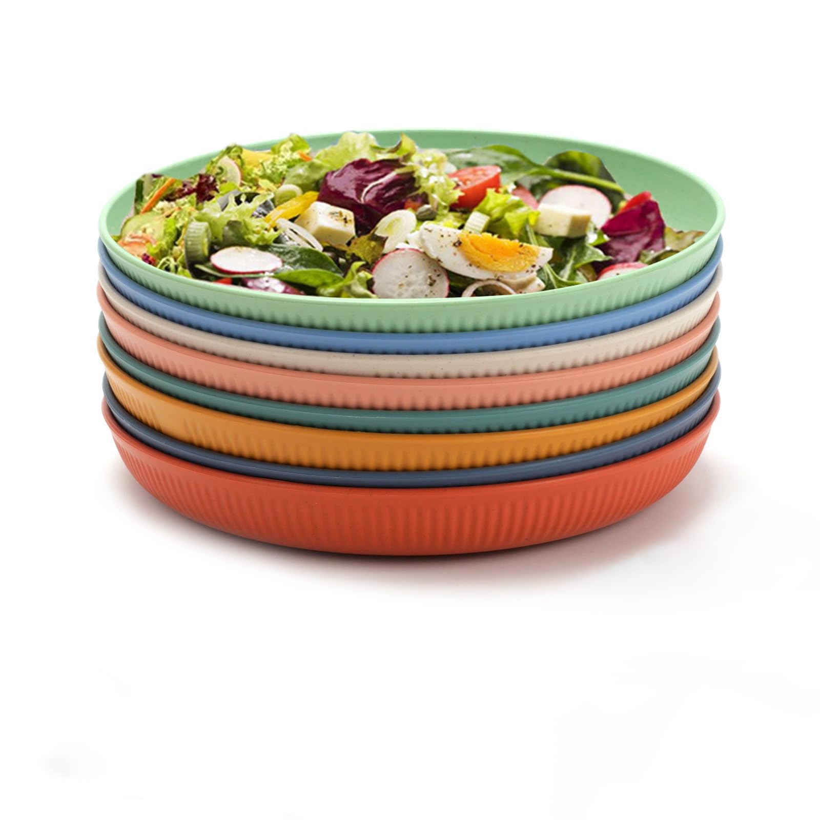 BERRYLION 8 Pcs Dinner Plates, 9 Inch Unbreakable Colorful Dinner Dishes, Reusable Plastic Plates, Microwave Dishwasher Safe, Perfect for Camping, Picnic, RV, Parties, BBQ