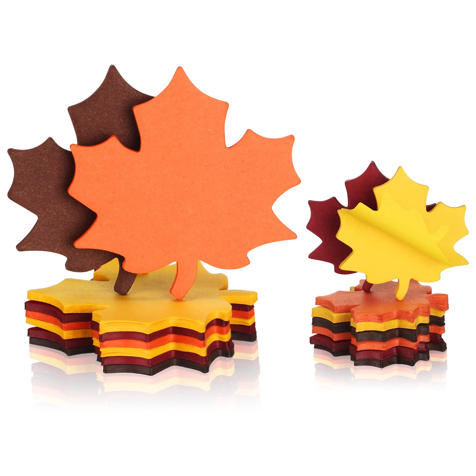 Photo 1 of 400 Sheets, 16 Pack Maple Leaf Sticky Notes Cute Leaf Shaped Paper Self Sticky Notepads Memo Pads for Office Classroom Home, 2 Size, 4 Colors