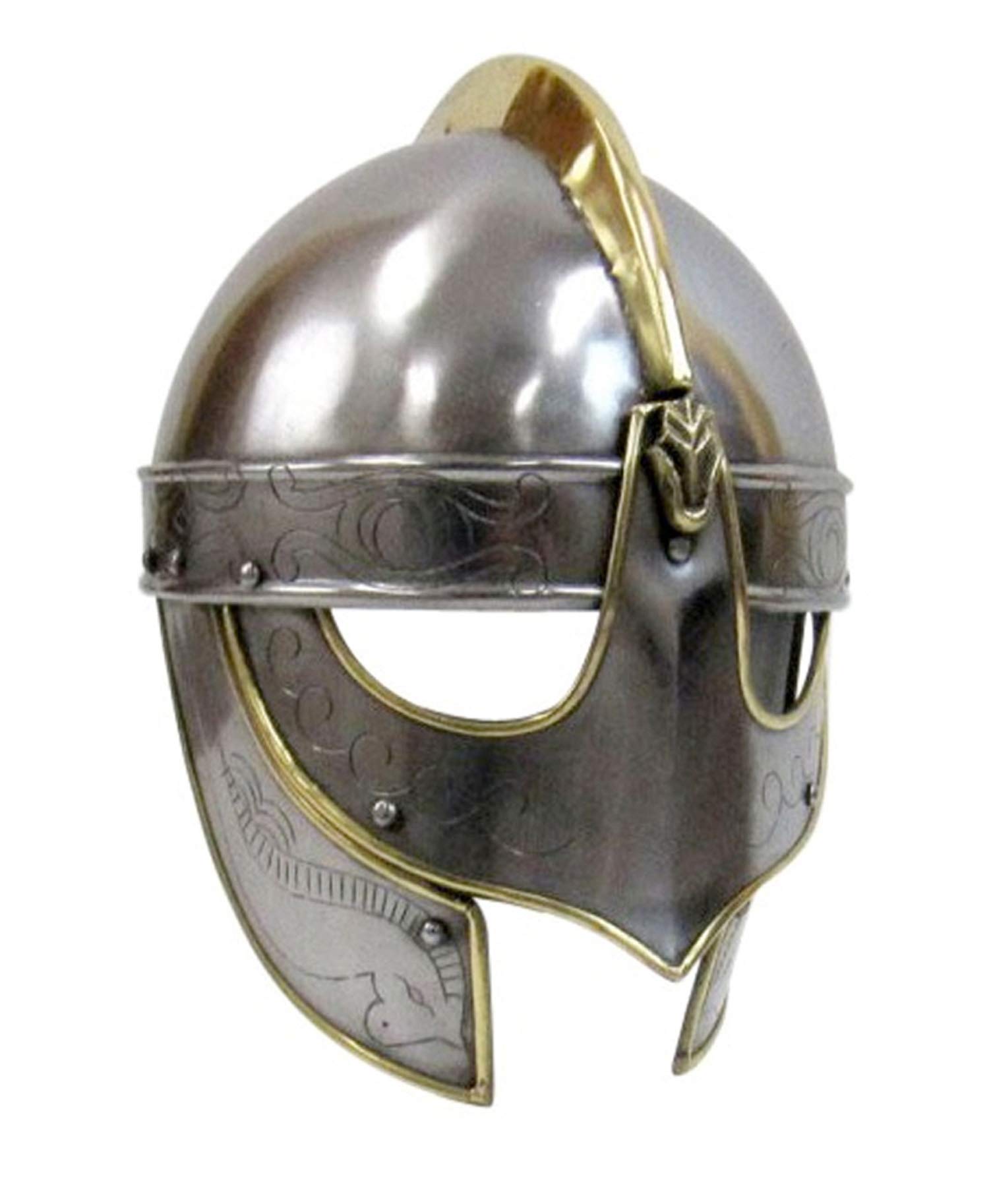 AnNafi® Handcrafted Viking Wolf Armor Helmet| Medieval Metal Knight Helmets with Brass Accents | Wearable for Adult | Medieval Costumes Helm Armour Sca Larp Replica Costume Armour