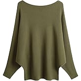 Women Lightweight Oversized Sweaters Tops Batwing Sleeves Knitted Dolman Pullovers